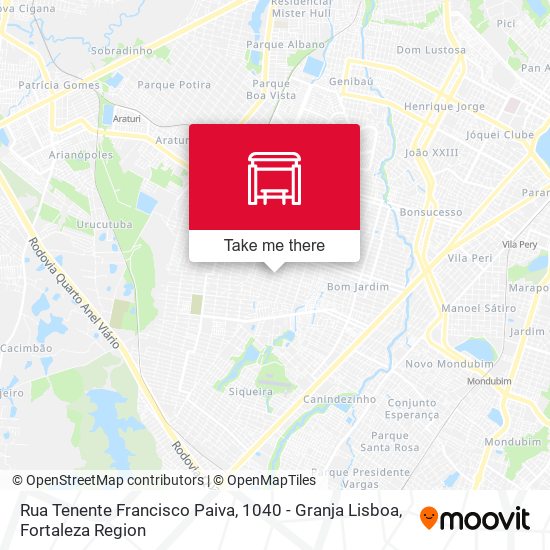 Rua Tenente Francisco Paiva, 1040 - Granja Lisboa map