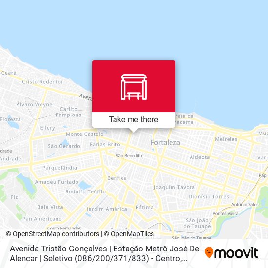 Avenida Tristão Gonçalves | Estação Metrô José De Alencar | Seletivo (086 / 200 / 371 / 833) - Centro map