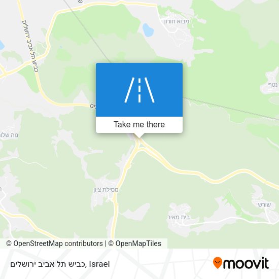 כביש תל אביב ירושלים map