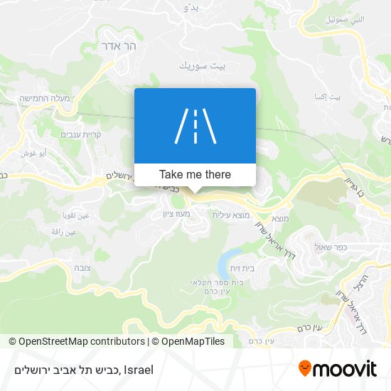 כביש תל אביב ירושלים map