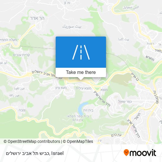 כביש תל אביב ירושלים map