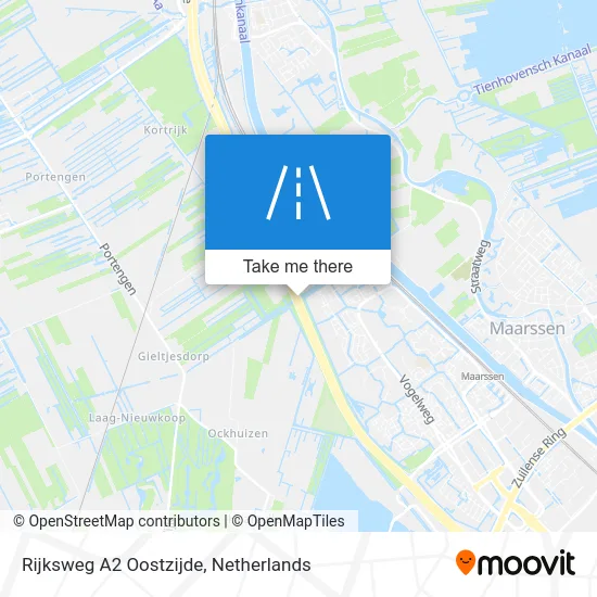 Rijksweg A2 Oostzijde map