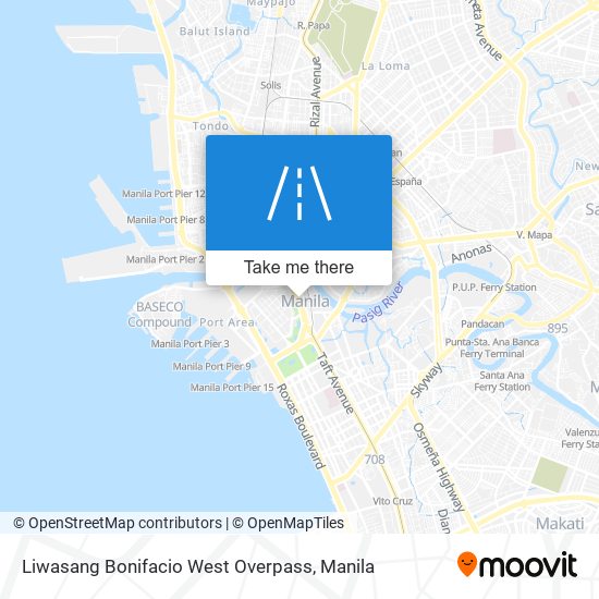Liwasang Bonifacio West Overpass map