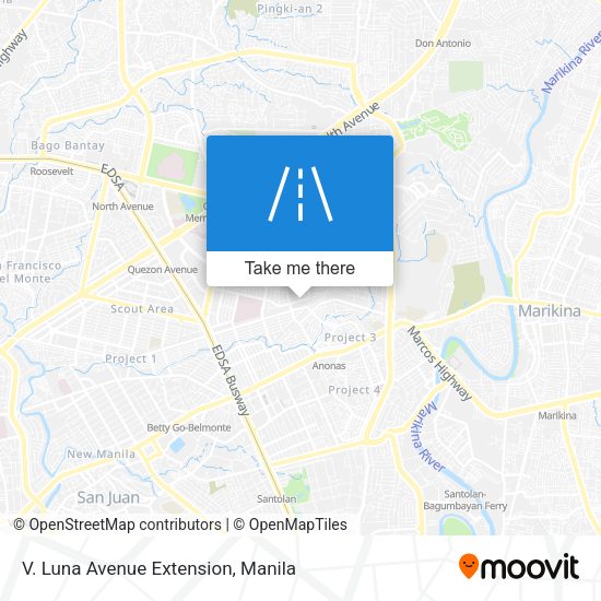 V. Luna Avenue Extension map