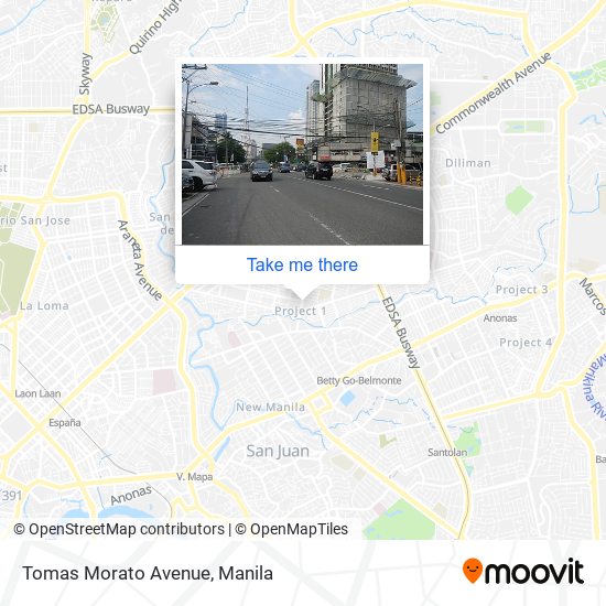 How to get to Tomas Morato Avenue, Quezon City by bus or train?