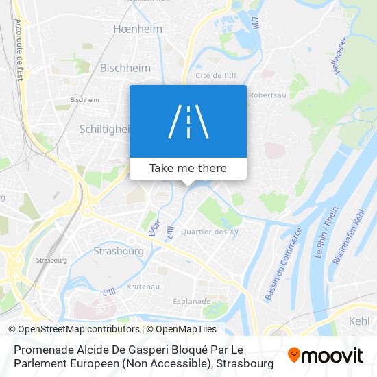 Promenade Alcide De Gasperi Bloqué Par Le Parlement Europeen (Non Accessible) map