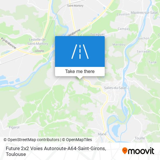 Future 2x2 Voies Autoroute-A64-Saint-Girons map