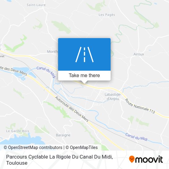 Parcours Cyclable La Rigole Du Canal Du Midi map