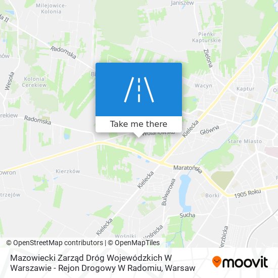 Карта Mazowiecki Zarząd Dróg Wojewódzkich W Warszawie - Rejon Drogowy W Radomiu