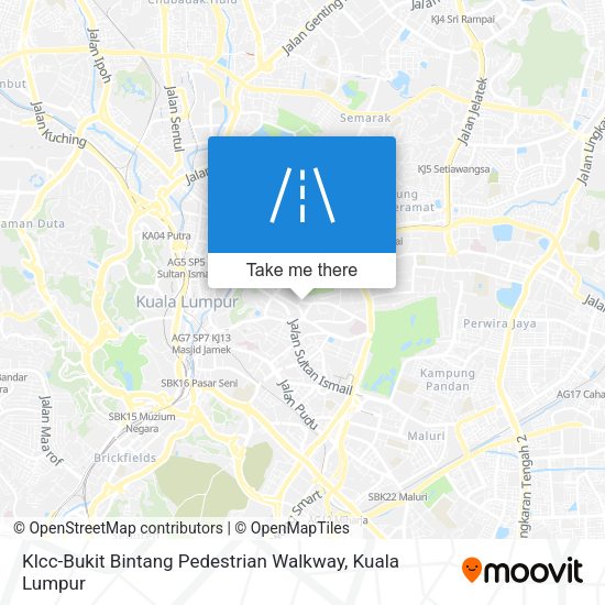 Klcc-Bukit Bintang Pedestrian Walkway map