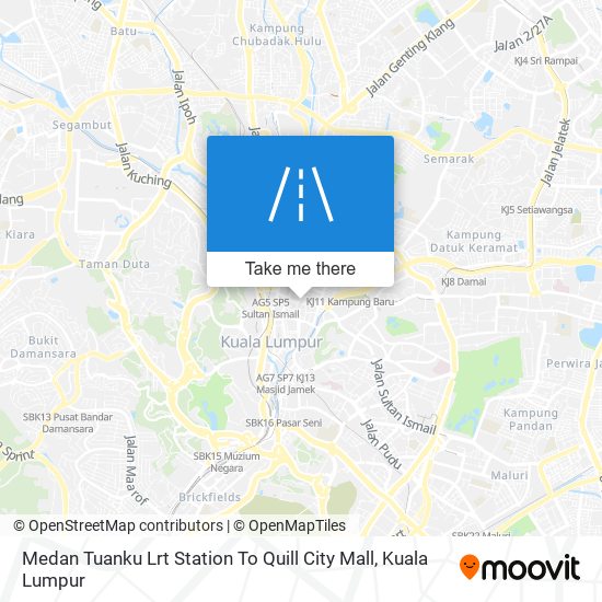 Medan Tuanku Lrt Station To Quill City Mall map