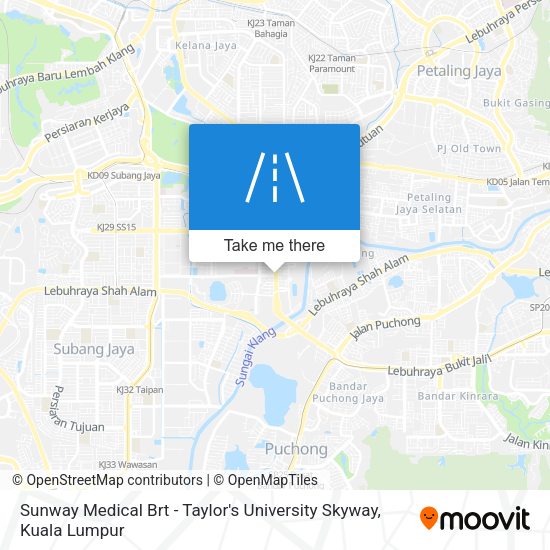 Sunway Medical Brt - Taylor's University Skyway map