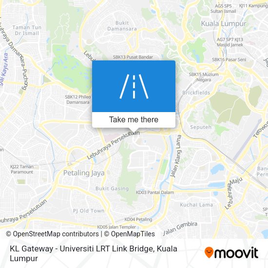 KL Gateway - Universiti LRT Link Bridge map