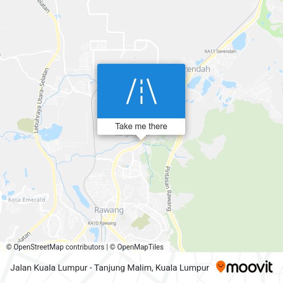 Jalan Kuala Lumpur - Tanjung Malim map