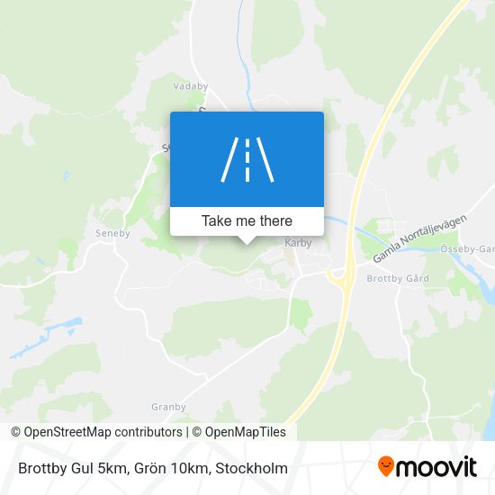 Brottby Gul 5km, Grön 10km map