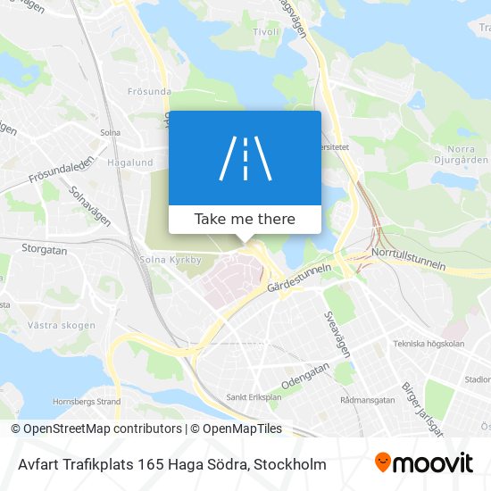 Avfart Trafikplats 165 Haga Södra map