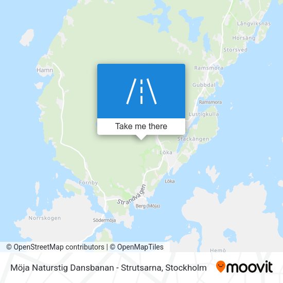 Möja Naturstig Dansbanan - Strutsarna map