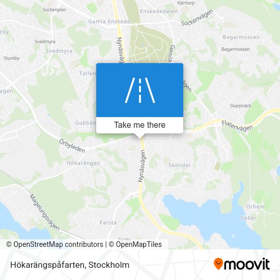 Hökarängspåfarten map