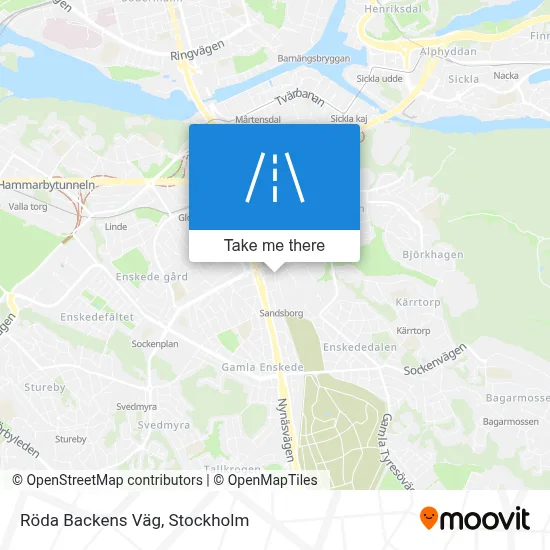 Röda Backens Väg map