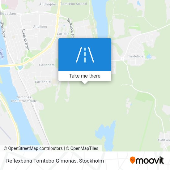Reflexbana Tomtebo-Gimonäs map