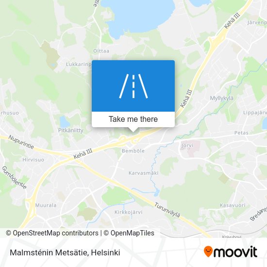 Malmsténin Metsätie map