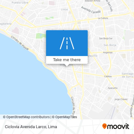 Ciclovía Avenida Larco map