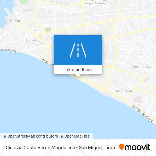 Ciclovía Costa Verde Magdalena - San Miguel map