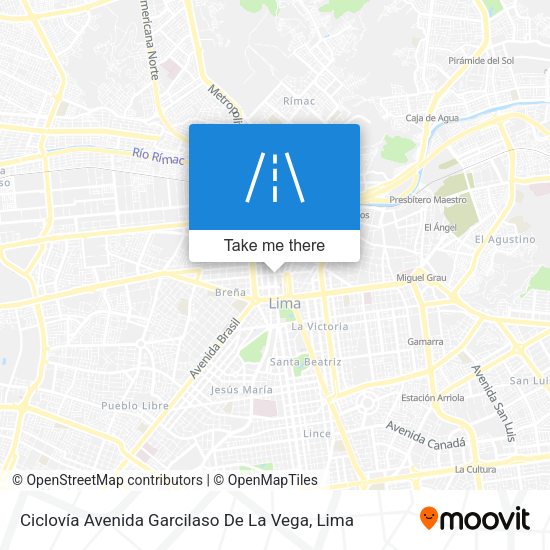 Mapa de Ciclovía Avenida Garcilaso De La Vega
