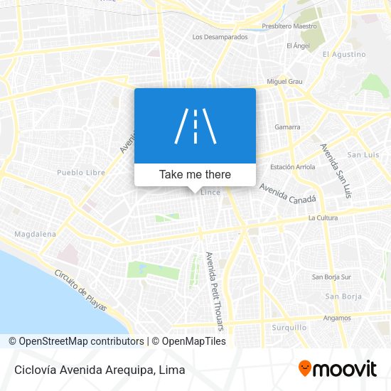Ciclovía Avenida Arequipa map