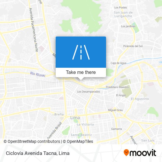 Mapa de Ciclovía Avenida Tacna