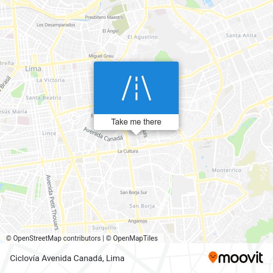 Ciclovía Avenida Canadá map