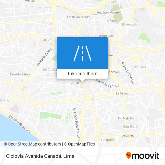 Mapa de Ciclovía Avenida Canadá