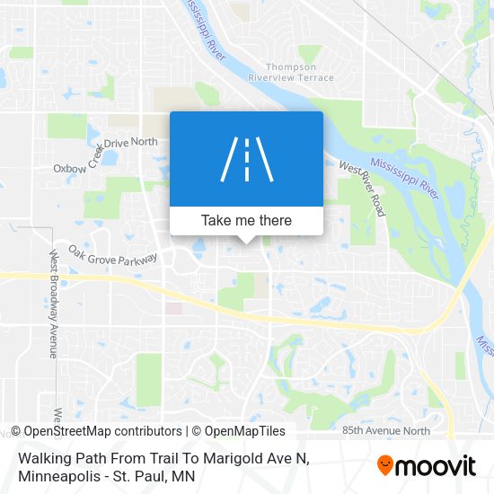 Walking Path From Trail To Marigold Ave N map