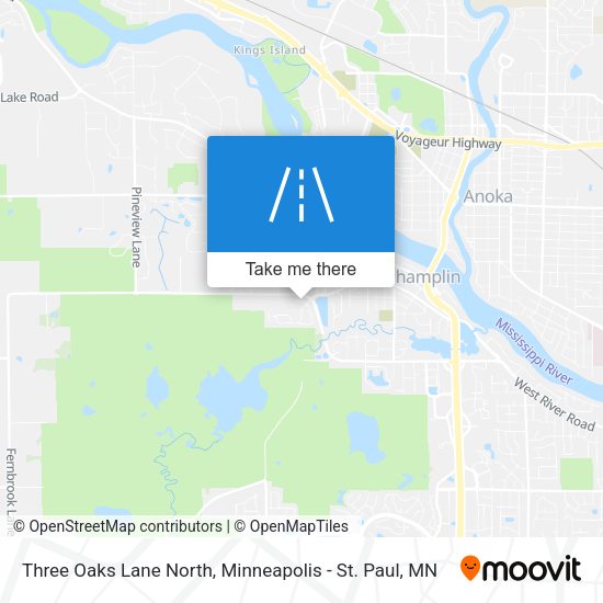 Three Oaks Lane North map