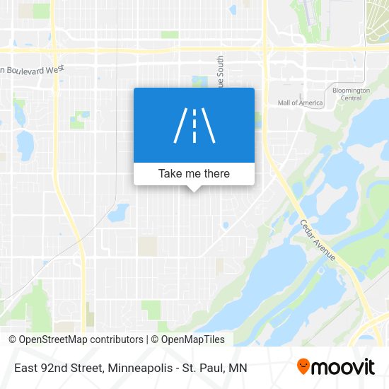 East 92nd Street map