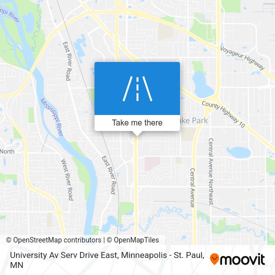 University Av Serv Drive East map