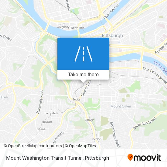 Mount Washington Transit Tunnel map
