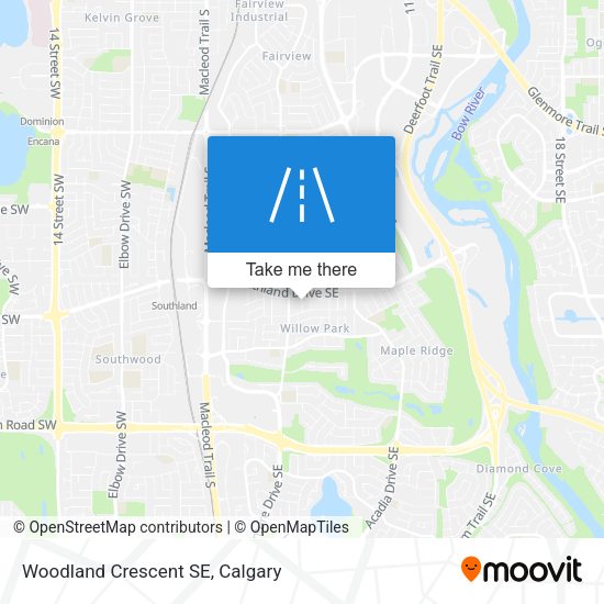 Woodland Crescent SE map