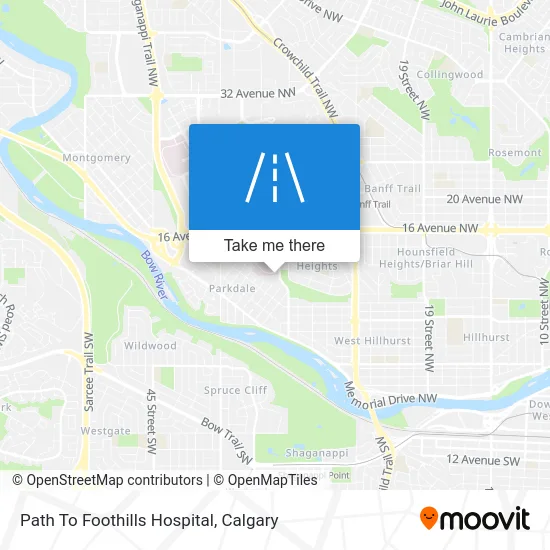 Path To Foothills Hospital map
