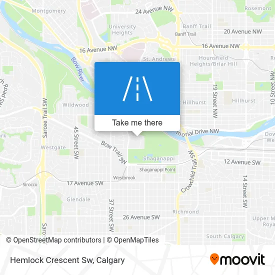 Hemlock Crescent Sw map