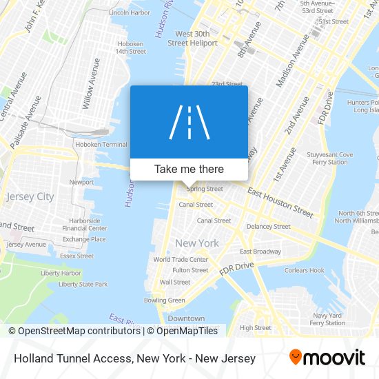 Holland Tunnel Access map
