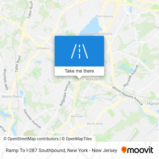 Ramp To I-287 Southbound map