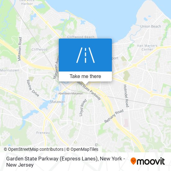 Mapa de Garden State Parkway (Express Lanes)