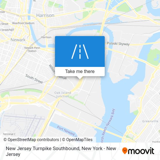 New Jersey Turnpike Southbound map