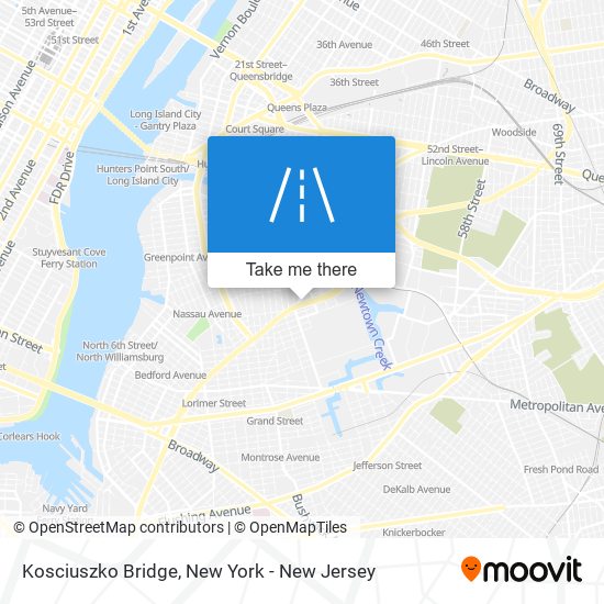 Kosciuszko Bridge map