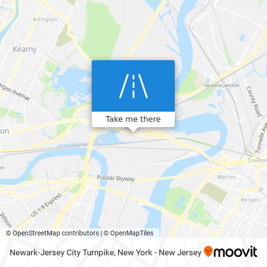 Mapa de Newark-Jersey City Turnpike