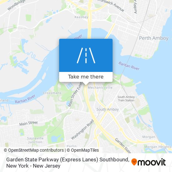 Mapa de Garden State Parkway (Express Lanes) Southbound