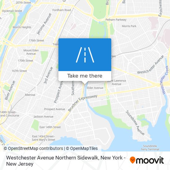 Westchester Avenue Northern Sidewalk map