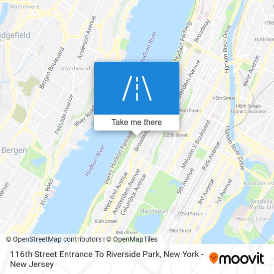 116th Street Entrance To Riverside Park map