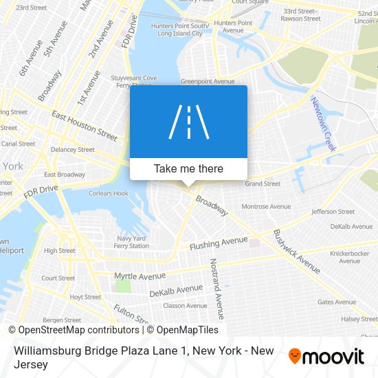 Williamsburg Bridge Plaza Lane 1 map